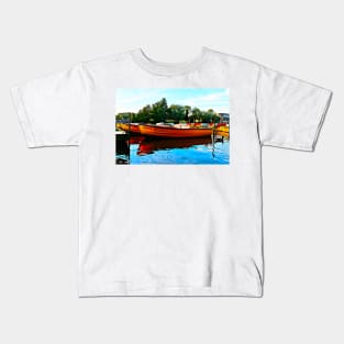 Vibrant orange boats at Windsor riverside uk Kids T-Shirt